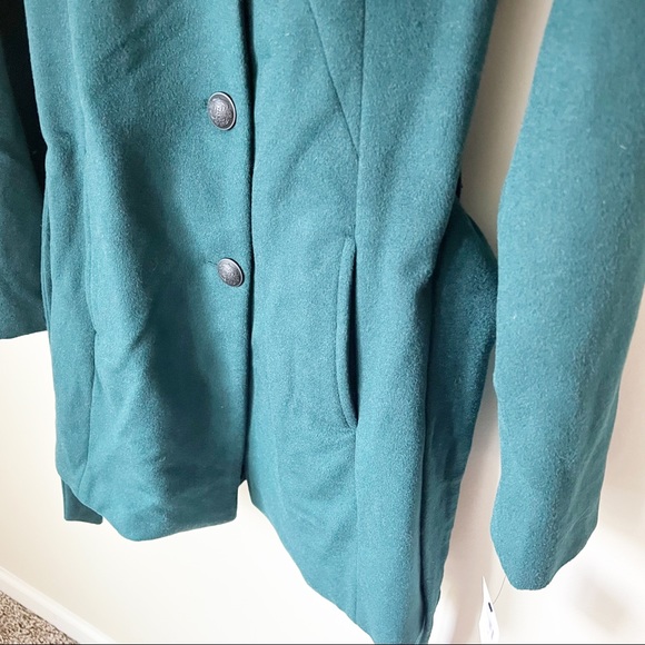 Andrew Marc Wool Blend Genuine Dyed Fox Fur Collar Coat Forest Green 4 NWT - Picture 9 of 16